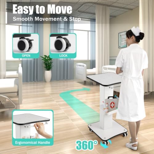 3-Tier Beauty Cart with 4 Wheels(2 Lockable Casters) - Image 4