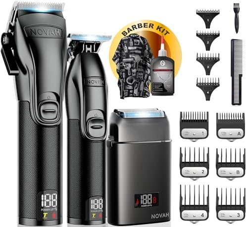 Novah Professional Barber Clippers and Trimmer Set - Foil Shaver Professional Hair Clippers for Men, Mens Cordless Hair Clipper for Barbers Haircut Kit, Fade by NOVAHGrooming
