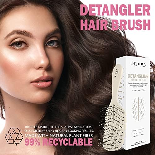 Fiora Naturals Detangler Brush for Wet and Dry Hair, Soft Detangling Brush - Image 5