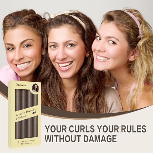 Seritant Heatless Curls Overnight with Satin Head Scarf, Velvet Hair Rollers for Blowout Look, No Heat Curling Rod for Long Thick Hair, Soft Sleep In Flexi Rods - Image 7