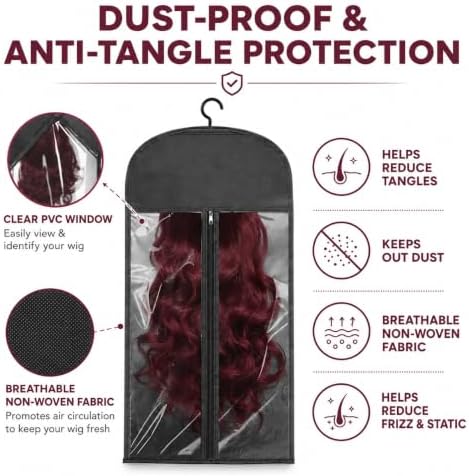 16 Pack Hair Extension Holder with Hanger - Dust-Proof Wig Storage Bag for Human Hair & Synthetic Hairpieces - Protective Travel Case for Styling & Organizing, Fits up to 23 Inches - Image 3