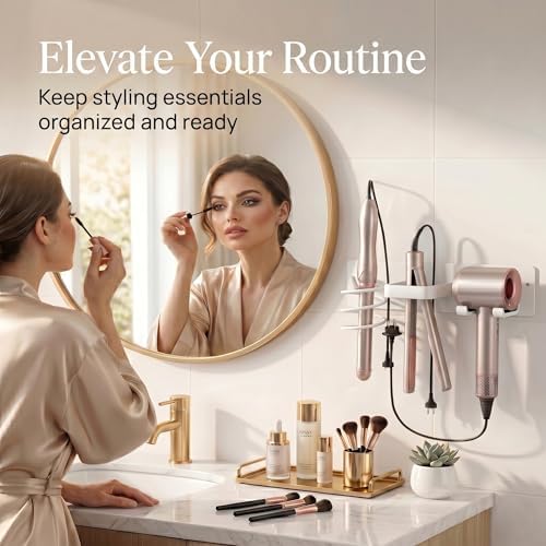 Blow Hair Dryer Holder Wall Mounted, 3 in 1 Hair Tool Organizer - Image 7