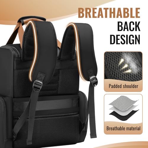 Mancro 2-Layer Hairstylist Travel Bag with 3 Separate Pouches, Black - Image 6