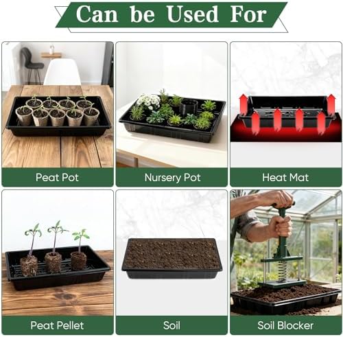 Sckee Upgraded 20 Pack Plant Growing Trays Seed Starting Tray Microgreens Growing Trays Seedling Plant Germination Starter Tray Transplant Fodder Flats, No Holes, No Leakage, Reusable (1015) - Image 3