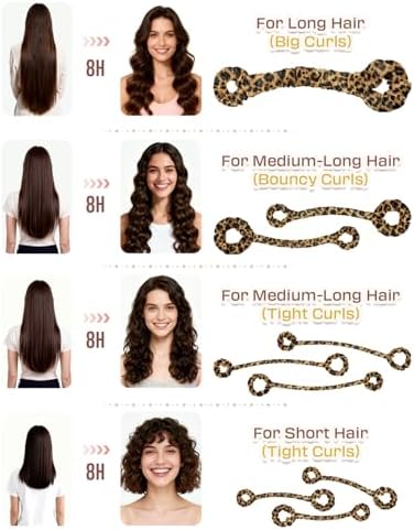 BONNET QUEEN 3 Pack Small Satin Heatless Hair Curler for Medium to Long Thick Hair, Heatless Curls Overnight, Hair Curlers to Sleep In, Damage-Free Small Curls with Built-in Scrunchie, Leopard - Image 2