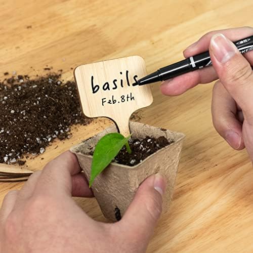 OBTANIM 75 Pack Bamboo T-Type Plant Labels with A Marker Pen, Garden Markers Sign Plant Tags for Seedling Potted Herbs Flowers Vegetables - Image 4