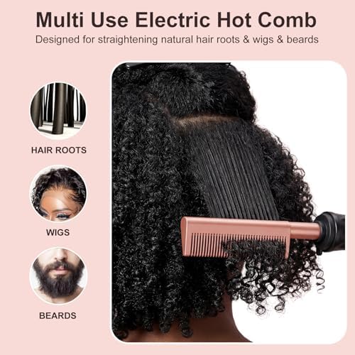 Hot Comb for Lace Front Wigs, Ceramic Electric Straightening Combs - Image 2