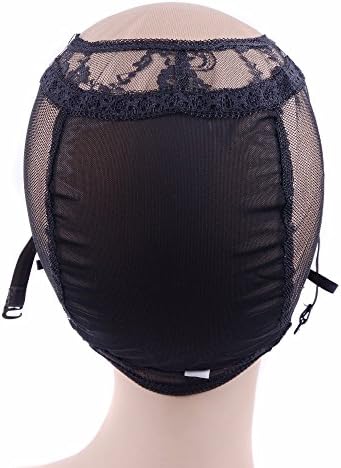 YANTAISIYU 4X4 Inch U Part Swiss Lace Wig Cap for Making Wigs with Adjustable Straps on the Back Glueless Hairnets (Black L) - Image 5