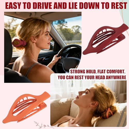 Flat Hair Clips for Women - 6 PCS French Flat Claw Clips Medium Hair Clips for Girls Large Hair Claw Clips for Thick or Thin Hair Strong Hold No Slip Hair Accessories for women (Orange) - Image 6