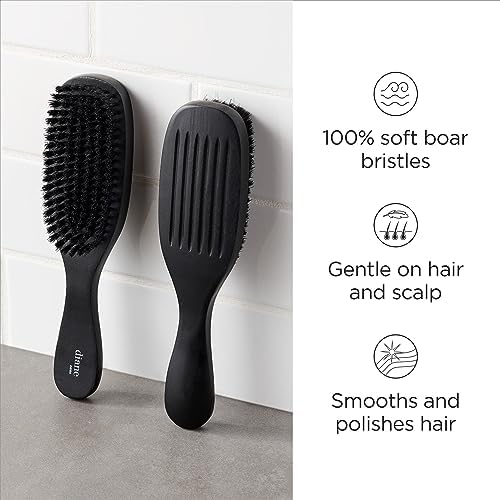 Diane 7-Row Boar Bristle Wave Brush – Soft 100% Boar Bristles for Fine to Medium Hair, 360 Waves, Smoothing & Polishing, Gentle on Scalp, Real Wood Handle, Beard & Mustache Styling (Pack of 2) - Image 2