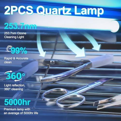 Nail Tool Cleaning Machine, 12L High Capacity Multi-Functional Nail Cleaner Box Manicure Tool Cleaning Cabinet Salon Equipment for Spa Beauty Home Metal Tools With Replaceable Lamp - Image 3