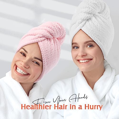 YFONG 2 Pack Large Microfiber Hair Towel Wrap for Women, Quick Dry Turban - Image 7