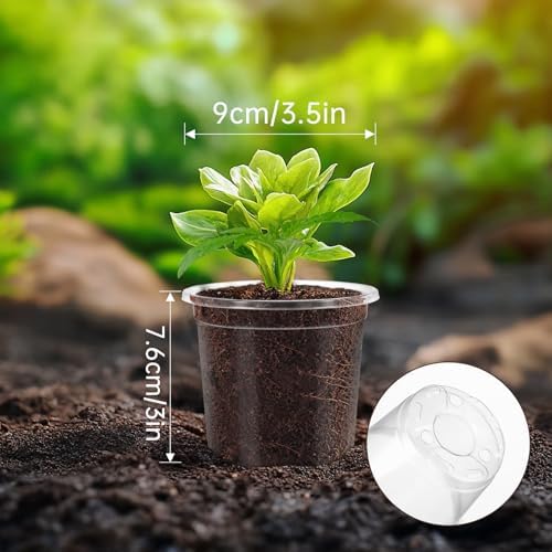 30 Pack Clear Nursery Plant Pots, 3.5 Inch with Drainage Holes, 20 Labels - Image 4