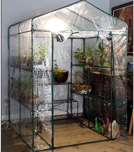 Greenhouse - Walk in Greenhouse with 8 Sturdy Shelves and PVC Cover for Indoor or Outdoor Use - 56 x 56 x 76-Inch Green House by Pure Garden - Image 3