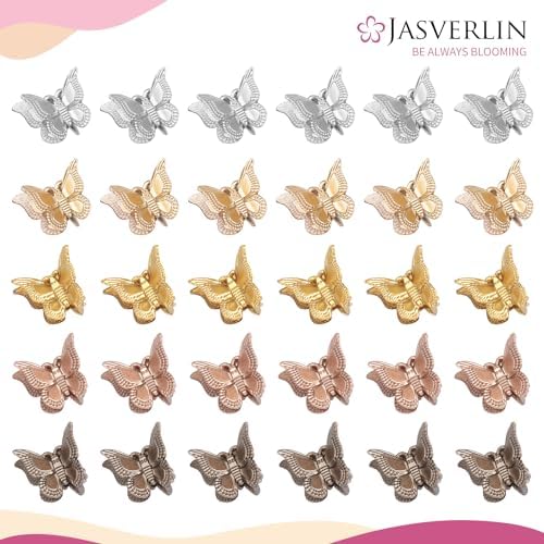 JASVERLIN Metallic Mini Butterfly Hair Clips, Mini Claws 50 Count - Image 2