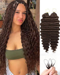 4# Chocolate Brown 16 Inch Human Crochet Hair for Black Women, Feather Crochet Extensions 110g 80 Strands, Resusable Miracle Look Hair Bundles Soft Lightweight Small Knots Deep Wave by VDZ100HumanHair
