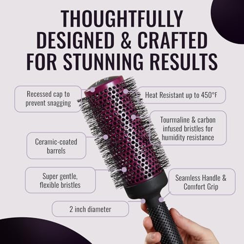 ERGO Super Gentle Round Brush for Blow Out - Salon Quality Hair Styling for Women - Roller for Wet and Dry Hair - Volumizing Care Blowout - ERG53: 2" - Image 4