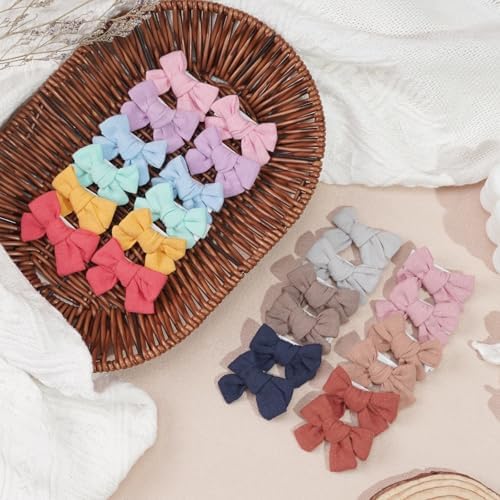 JOYOYO Baby Bows Clips in 20 Colors,Cotton Linen Fabric Hair Bows Alligator Hair Clips Barrettes and Hair Accessories for Baby Girls,Toddlers,Kids - Image 3