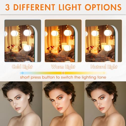 ouboyo 28" x 20" Large Hollywood Vanity Mirror with Lights Bulbs - Image 2