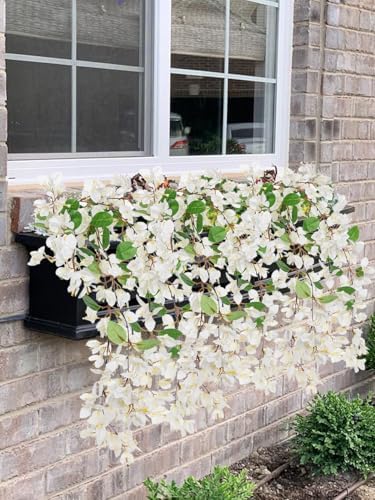 33.5" Bougainvillea Artificial Flowers Fake White Flowers, UV Resistant Long Sprays Artificial Bougainvillea Flowers for Indoor & Outdoor Decor, 3PCS Faux Hanging Flower for Home Room Wedding Porch - Image 2