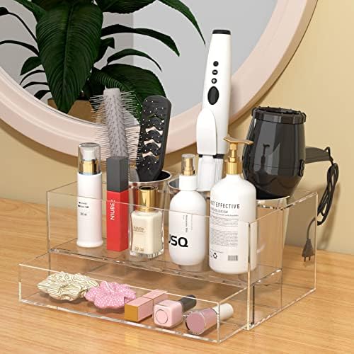 NIUBEE Acrylic Hair Tool Organizer with Drawer, Hair Dryer Holder Organizer - Image 5