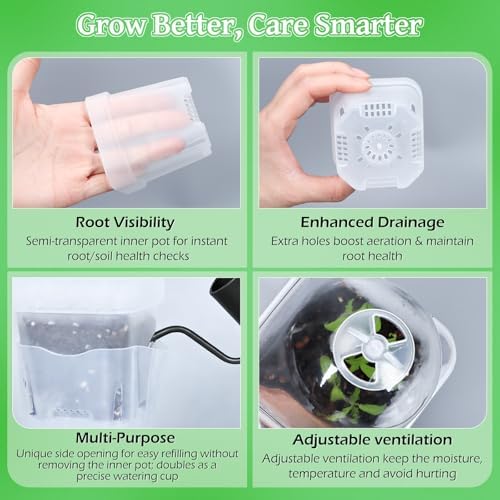 12Pack 2.5" Self Watering Seed Starter Pots for Plant Propagation Cuttings - Image 3