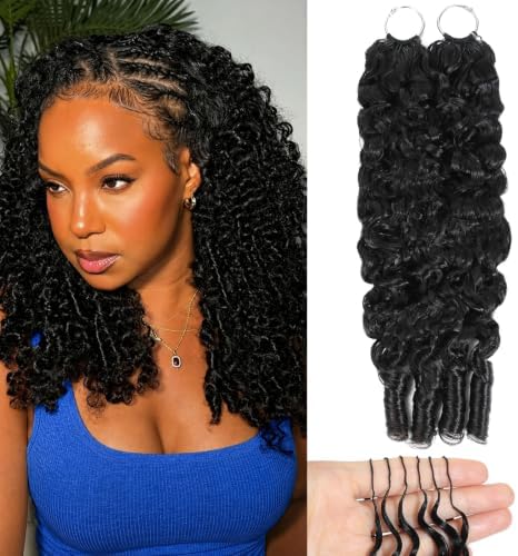 Burmese Curly Crochet Human Hair 22 Inch 60g Human Crochet Hair for Black Women Miracle Knots Hair Pre-Separated Feather Crochet Human Hair Bundles Invisible Hair Extensions Natural Black by Unknown