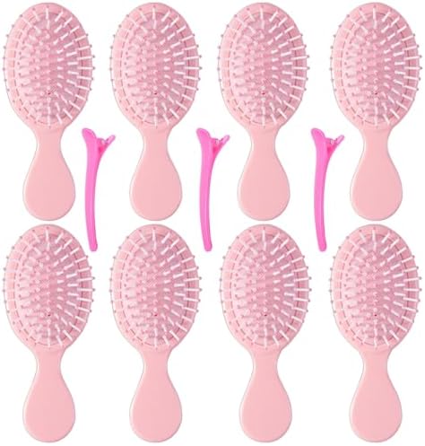 8 pcs Mini Hair Brush,Travel Detangling Brush for Most Hair Types (Pink) by ZMOIVOK