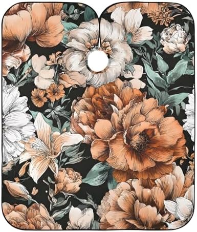 ALAZA Vintage Modern Floral Flower Barber Cape for Men Women, Waterproof Haircut Apron Beard Shaving Bib Hair Cutting Cloth 55 x 65 Inch by ALAZA