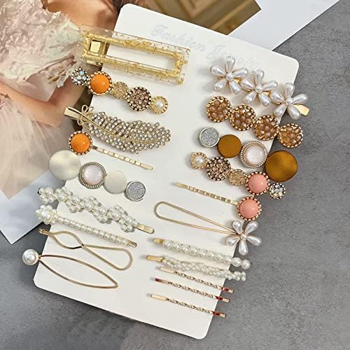 Mehayi 20 PCS Hair Accessories for Decorative Party Wedding, Pearl Hair Clips Set Fashion Korean Acrylic Resin Hair Barrettes, Bobby Pins Hairpins for Women and Ladies Girls Headwear Styling Tools - Image 2