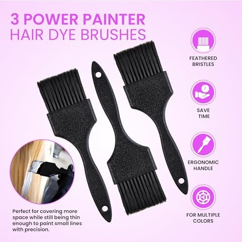 3 Power Painter Hair Dye Brushes - Hair Coloring Brushes - Color Tint Brush - Image 2