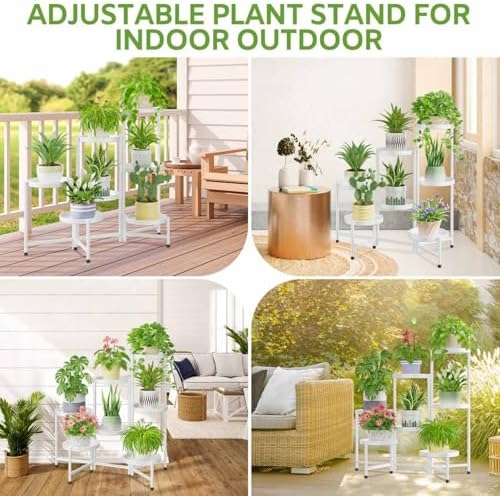 7 Tier Large Plant Stand Indoor Outdoor, 10 In Wide Tray, White - Image 2