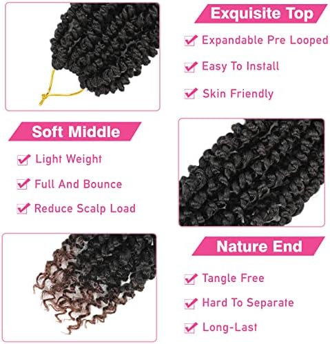Passion Twist Crochet Hair 16" Ombre Brown Pre-Looped 9Packs - Image 2