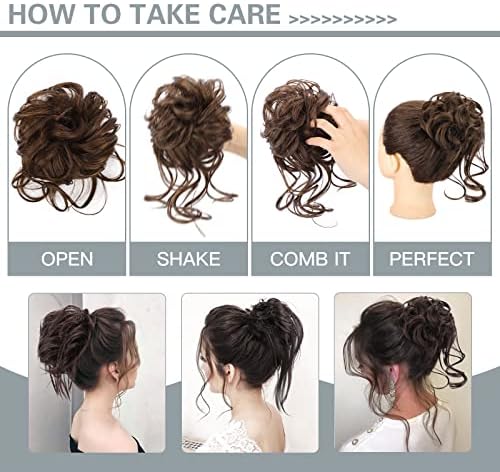 HMD 5 Pieces Messy Hair Bun Hairpiece Tousled Updo for Women - Image 3