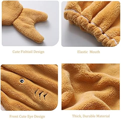 Hair Drying Towel for Kids Girls, Cute Cartoon Absorbent Quick Drying Bath Wrap Set for Bathing, Swimming Pool, Soft Microfiber Cap for Curly Long & Wet Hair, Yellow Towel - Image 4