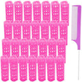 28PCS Plastic Hair Rollers Set 1.5cm/0.6in Heatless Hair Rollers Hair Curlers Snap on Rollers Self Grip Rollers Hairdressing Curlers Tools for DIY Hairdressing Hair Salon(pink) by MOODKEYbrand