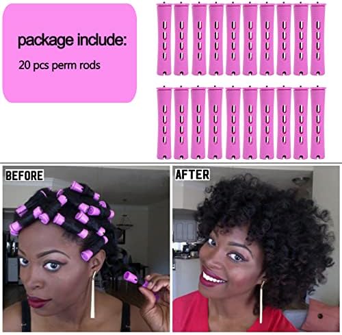20pcs Women's Perm Rods Set for Natural Hair: 2 Sizes Cold Wave Hair Rollers for Curling and Styling All Hair Lengths - DIY Hairdressing Tools (Purple) - Image 4