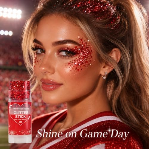 Go Ho Red Glitter Stick,Hair Face Body Shimmer for Women Kids - Image 3