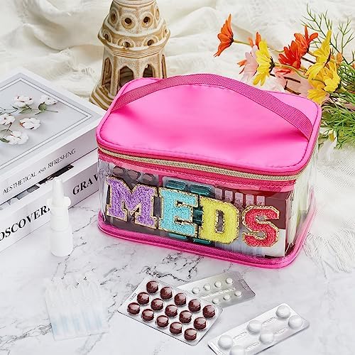 Geetery Meds Travel Bag, Meds Chenille Letter Clear Hot Pink - Image 2