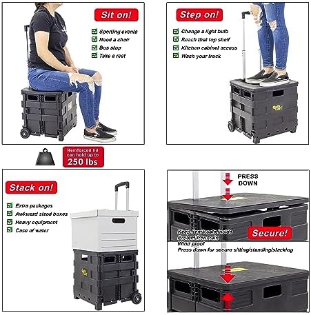 dbest Products Quik Cart Sport Collapsible Rolling Crate on Wheels - Black - Image 3