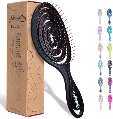 Ninabella Detangler Brush - No Tangle Hair Brush for Women, Fine, Thick and Long Hair - Hairbrush for Wet and Dry Hair, Gentle on the Scalp - Black and Pink by Ninabella