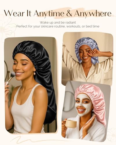 YANIBEST Adjustable Satin Sleep Bonnet, Double Layer Extra Long Hair Bonnet - Image 6