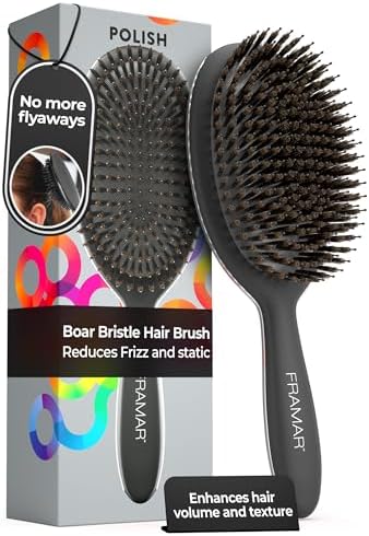 FRAMAR Soft Boar Bristle Hair Brush For Women, Boars Hair Brush For Women by FRAMAR