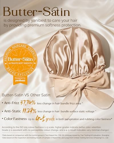 YANIBEST Adjustable Silk Bonnet for Sleeping Women Double Layer Satin Bonnet Reduce Friction Prevent Frizz Curly Hair - Image 2