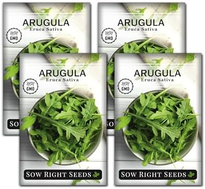 Sow Right Seeds - Arugula Seed for Planting Outdoors or Indoors Garden 4pk by SowRightSeeds