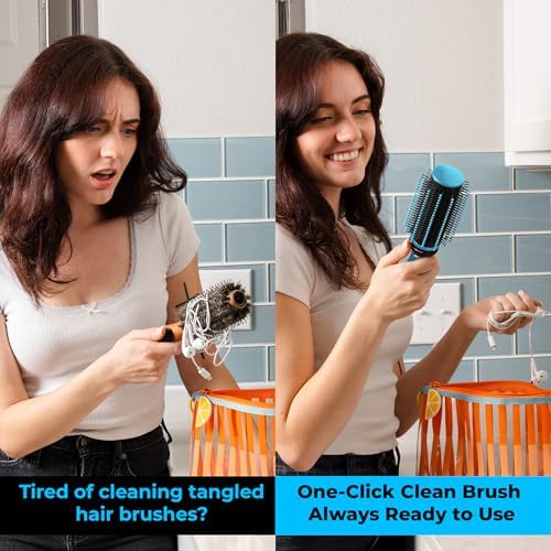 Detangler Self-Cleaning Retractable Hair Brush for Women - Blue - Image 5