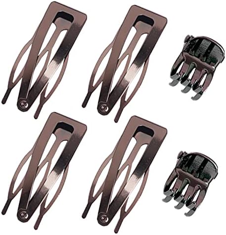 Hann 24 Pieces Double Grip Hair Clips + 2 Claw Hair Clips Metal Snap Hair Clips Hair Barrettes for Hair Making, Salon Supplies (Metal Gray) by HannInc