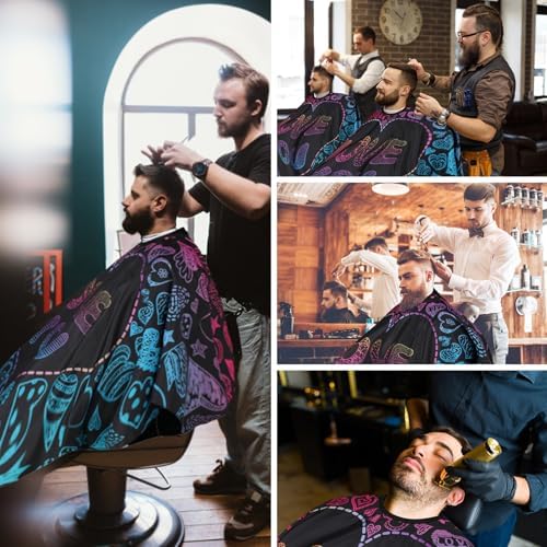 Professional Hair Cutting Cape with Neck Duster Brush, Waterproof Salon Barber Cape with Snaps, Barber Accessories (Love) - Image 7