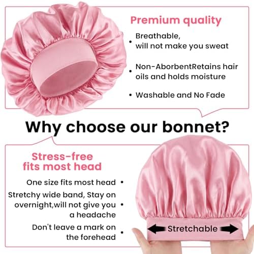 WLLHYF Silk Bonnet for Men, Satin Bonnet Elastic Band Silk Sleep Cap Soft Adjustable Hair Cap Hair Wrap for Women Sleeping - Image 3