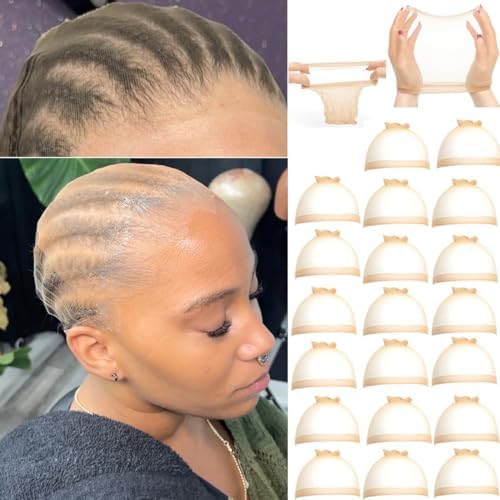 FDBJulyy 20 Pcs Transparent HD Wig Cap, Thin Nylon Cap for Women, Suitable for Parties, Weddings, Graduations, Cosplay, Halloween by FDBJulyy